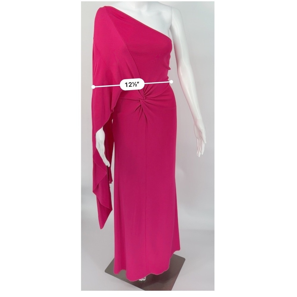 Zara Pink One Shoulder Cape Sleeve Knot Front Ribbed Knit Maxi Dress L 102-65 - Picture 8 of 16